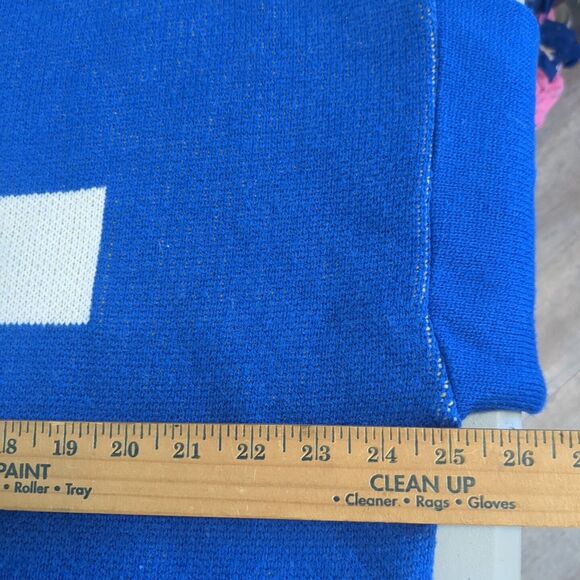 Japanese Style/ Kanji Writing Oversized Crewneck Bright Blue Knit Sweater medium - Picture 4 of 7